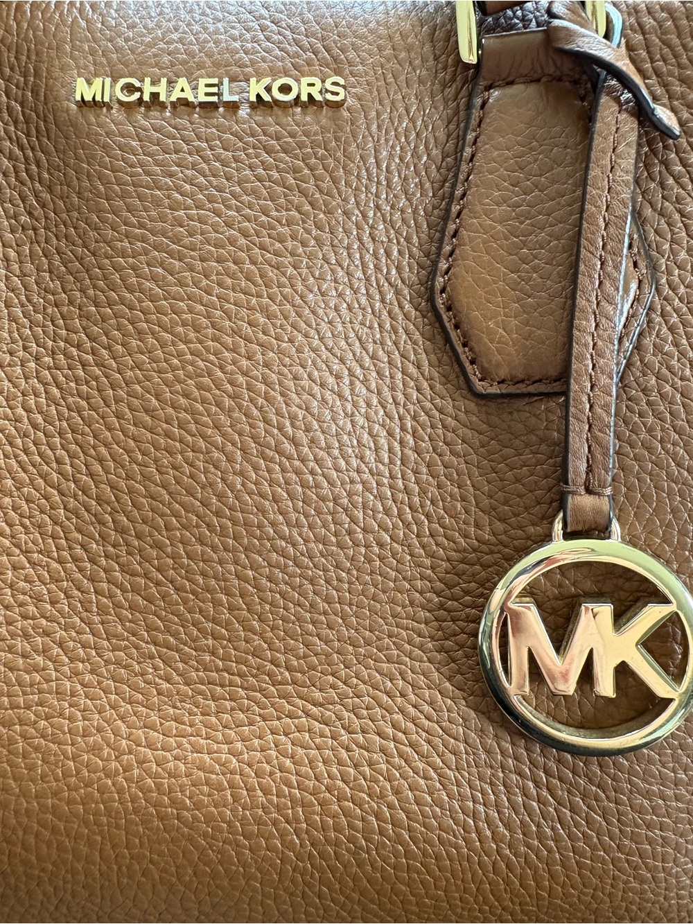 AUTHENTIC Michael Kors Chestnut Pebble Leather Handbag and Wallet Bundle - Picture 2 of 10